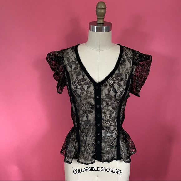 Charlotte Russe Tops - LAST CHANCE Charlotte Russe blouse, black+gold.